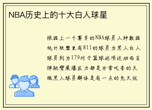 NBA历史上的十大白人球星