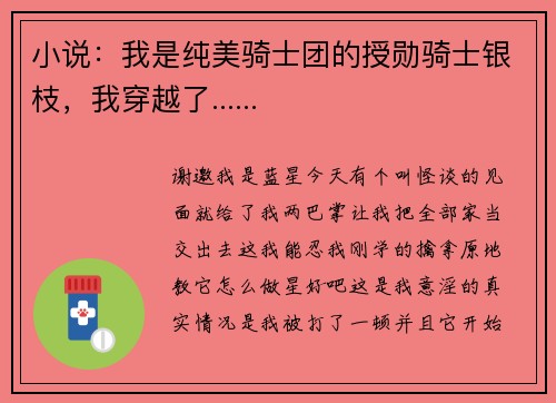 小说：我是纯美骑士团的授勋骑士银枝，我穿越了......